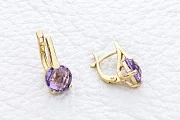 Серьги из жёлтого золота с 2 аметистами
