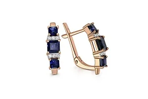 Серьги из красного золота с 6 сапфирами и 12 бриллиантами