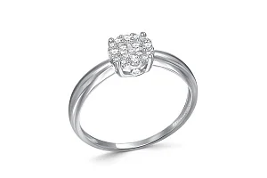 Кольцо Малинка из белого золота с 19 бриллиантами