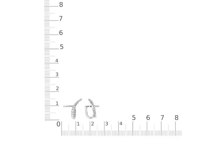 Серьги-пусеты из белого золота с 18 фианитами