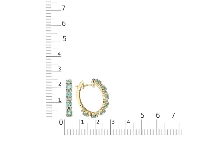 Серьги из жёлтого золота с 14 циркониями и 32 фианитами