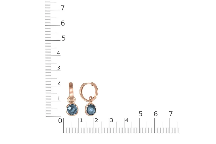 Серьги-трансформеры из красного золота с 2 ситаллами