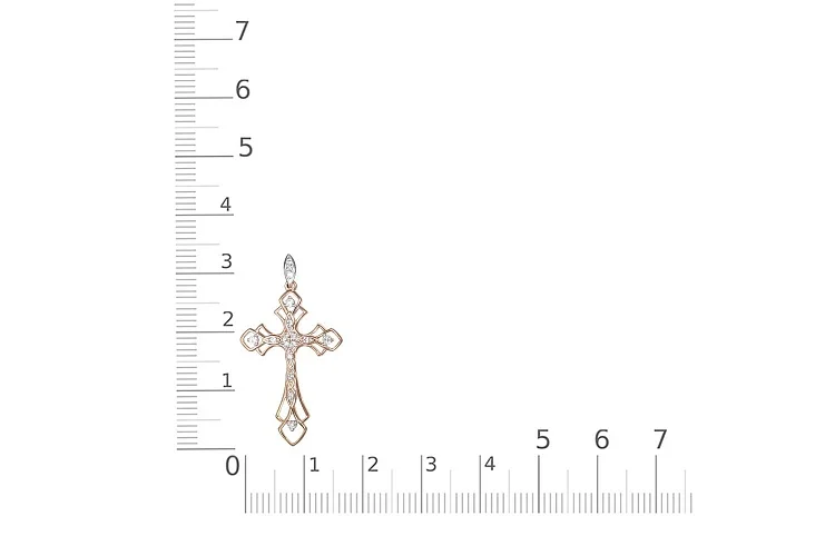 Крест из красного золота с 17 бриллиантами