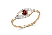 Кольцо из красного золота с гранатом и 8 фианитами