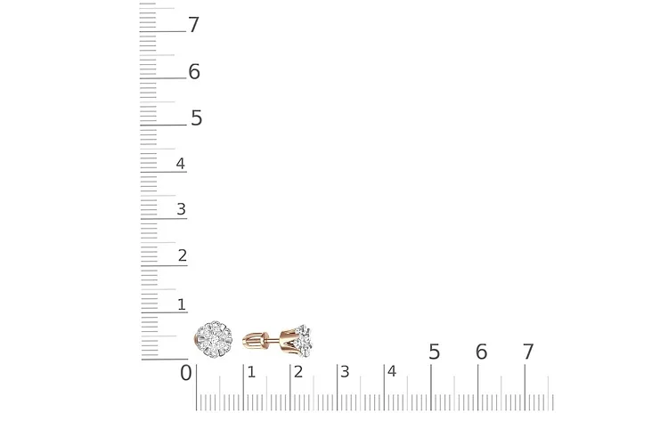 Серьги-пусеты из красного золота с 14 бриллиантами
