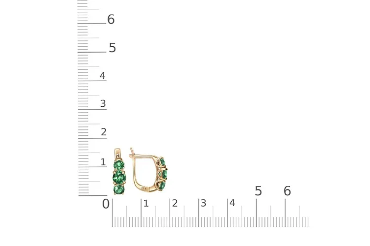 Серьги из жёлтого золота с 6 изумрудами