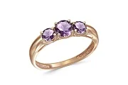 Кольцо из красного золота с 3 аметистами