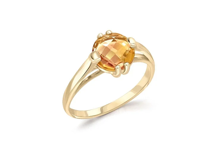 Кольцо из жёлтого золота с цитрином