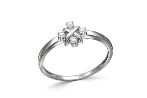 Кольцо из белого золота с 4 бриллиантами