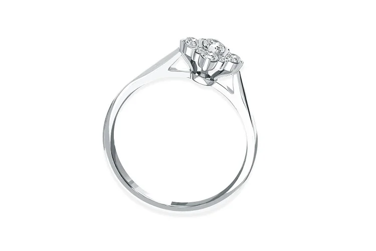 Кольцо из белого золота с 9 муассанитами