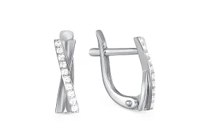 Серьги Дорожки из белого золота с 20 фианитами