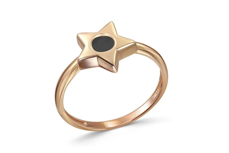 Детское кольцо Звезда из красного золота с ониксом