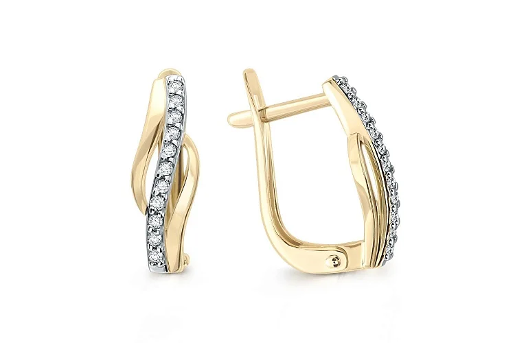 Серьги Дорожки из жёлтого золота с 22 фианитами