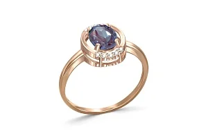 Кольцо из красного золота с александритом и 10 фианитами