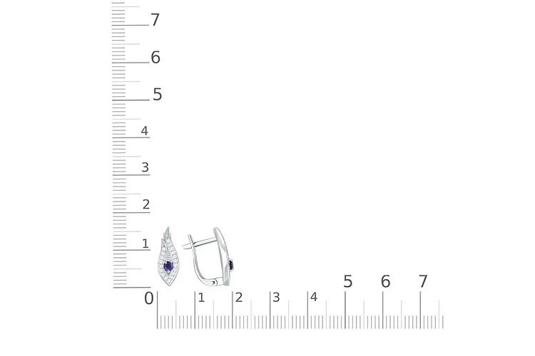 Серьги из белого золота с 2 корундами и 38 фианитами