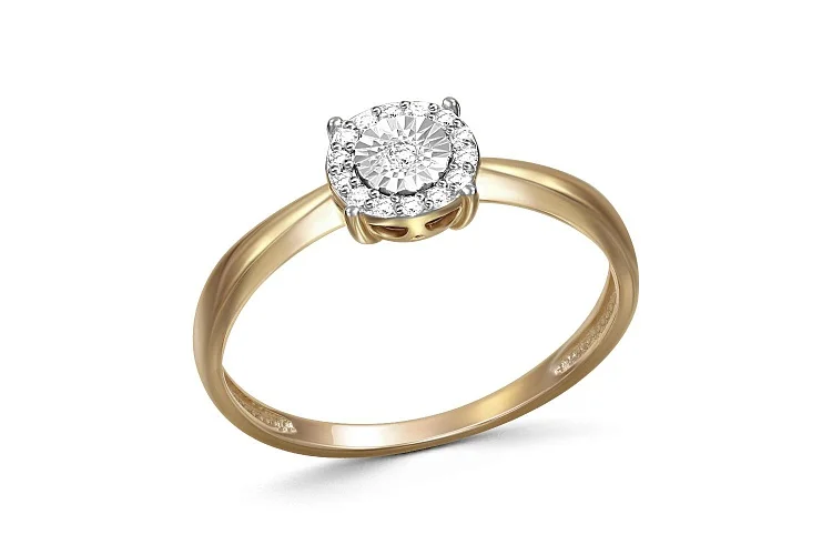 Кольцо из жёлтого золота с 15 бриллиантами