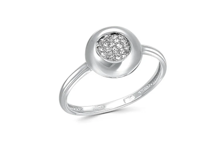 Серьги из белого золота с 52 фианитами