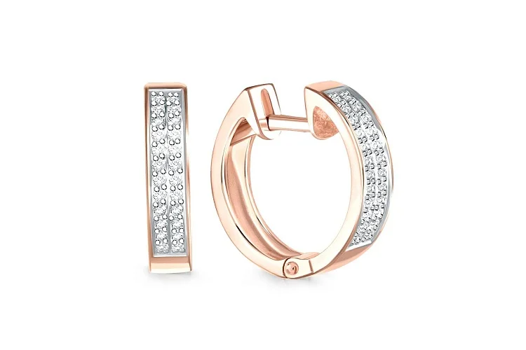 Серьги Дорожки из красного золота с 48 бриллиантами