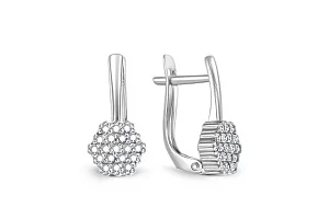 Серьги из белого золота с 38 фианитами