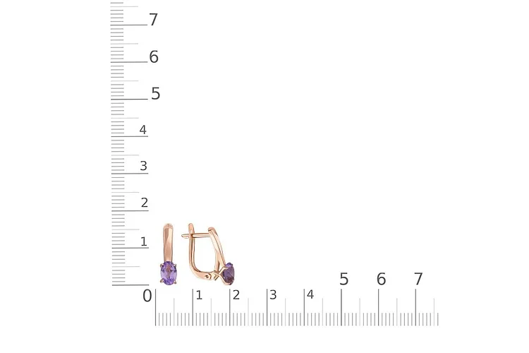Серьги из красного золота с 2 аметистами