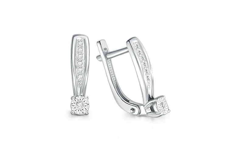 Серьги из белого золота с 14 бриллиантами