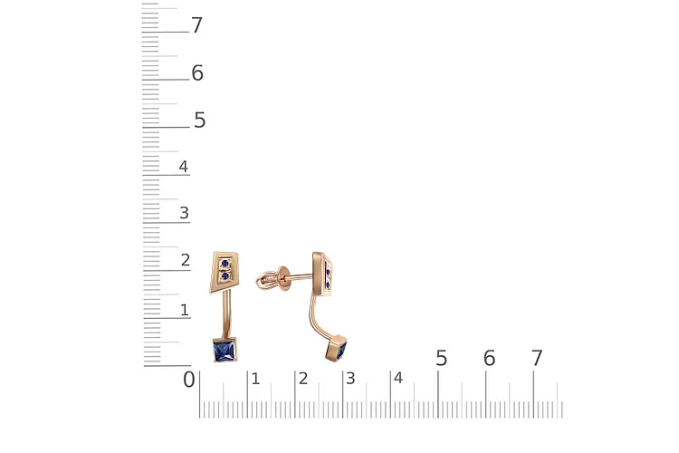 Серьги-пусеты из красного золота с 6 корундами