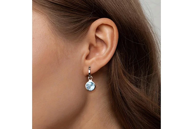 Подвеска серёг-трансформеров из белого золота с топазом sky