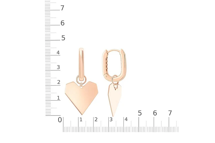 Серьги-трансформеры Сердца из красного золота без вставок