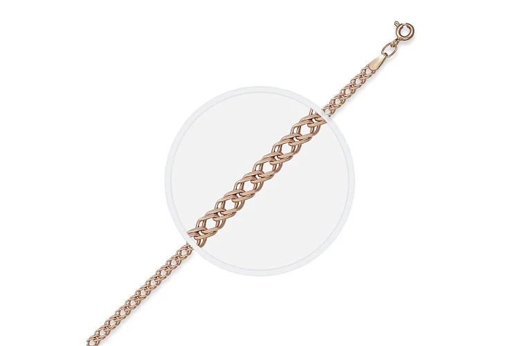 Цепь плетение двойной ромб ⌀ нити 0,60 мм  из красного золота