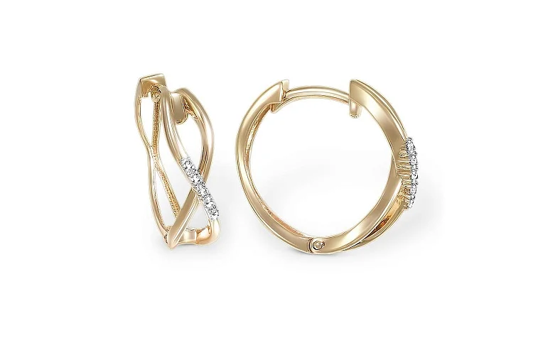 Серьги из жёлтого золота с 10 фианитами