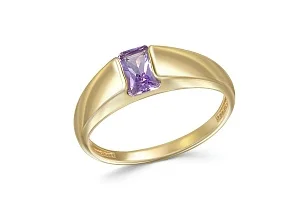 Кольцо из жёлтого золота с аметистом