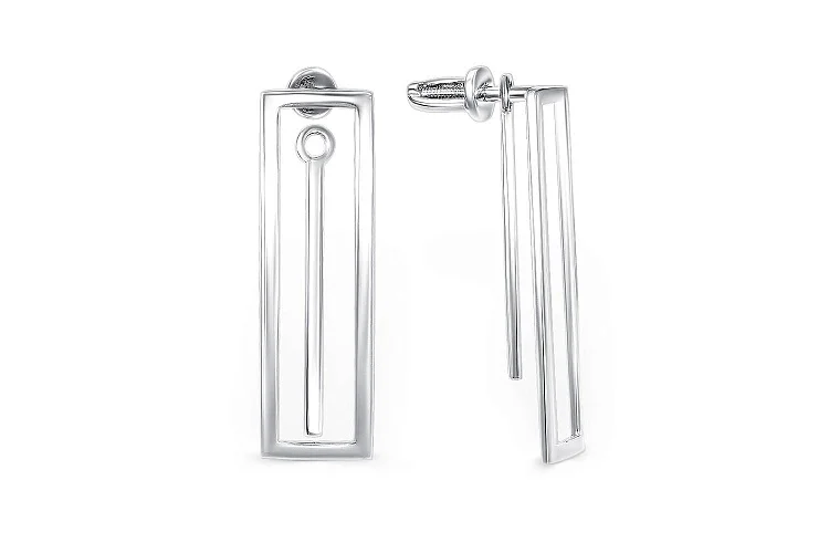 Серьги-пусеты Прямоугольники из белого золота без вставок