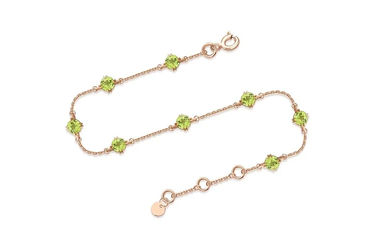 Браслет из жёлтого золота с 8 хризолитами