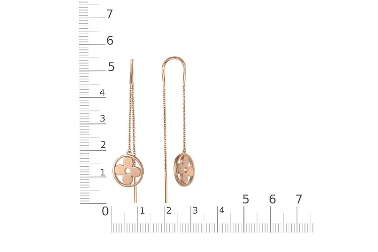 Серьги-продёвки Клевер из красного золота без вставок