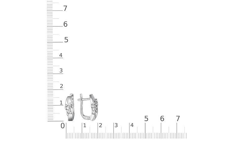 Серьги из белого золота с 8 бриллиантами и 10 фианитами