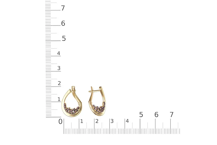 Серьги из жёлтого золота с 8 бриллиантами и 16 фианитами