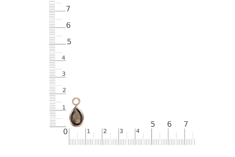 Подвеска капля из красного золота с раухтопазом