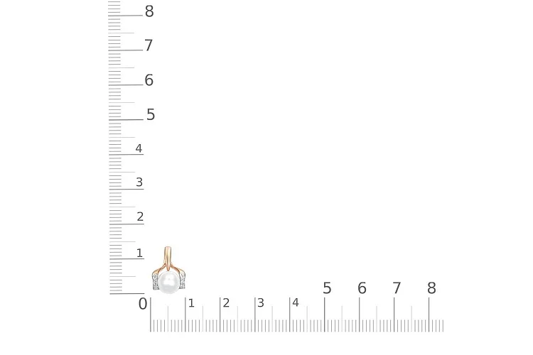Подвеска из красного золота с жемчугом и 6 фианитами