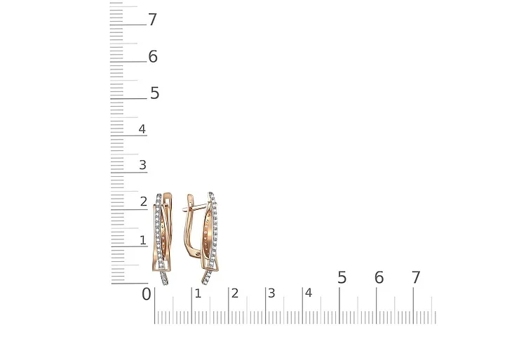 Серьги из красного золота с 34 фианитами