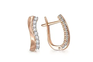 Серьги из красного золота с 18 фианитами