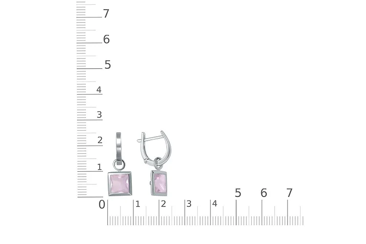 Серьги-трансформеры из белого золота с 2 кварцами