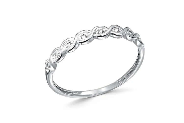 Кольцо из белого золота с 8 фианитами