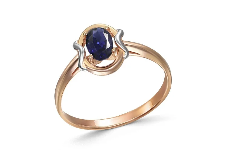 Кольцо из красного золота с сапфиром