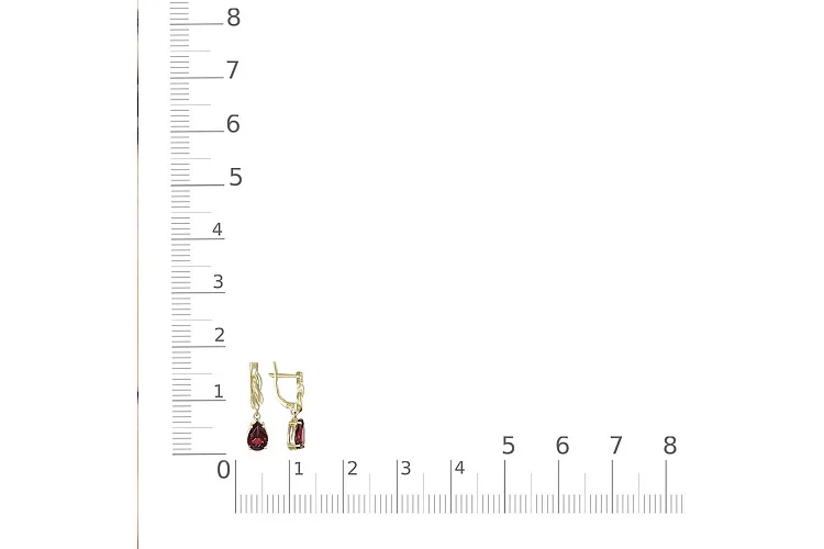 Серьги из красного золота с 2 гранатами