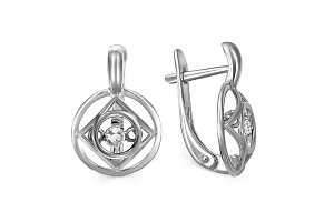 Серьги Круги из белого золота с 2 фианитами