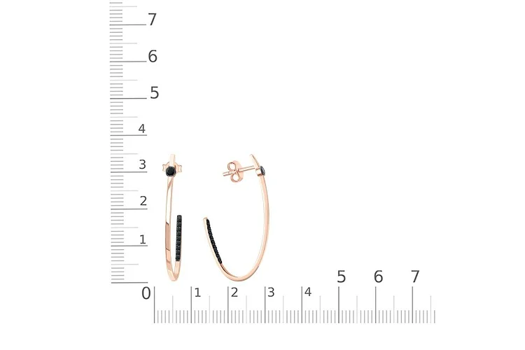 Серьги-пусеты из красного золота с 20 фианитами