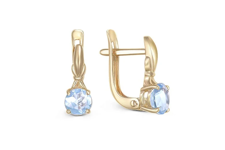 Серьги из жёлтого золота с 2 топазами sky