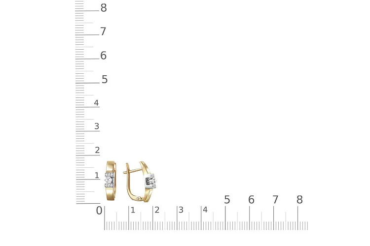 Серьги из жёлтого золота с 14 фианитами