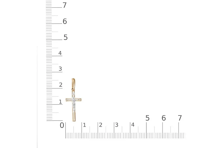 Крест из красного золота с выращенным бриллиантом