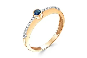 Кольцо из красного золота с топазом лондон и 18 фианитами